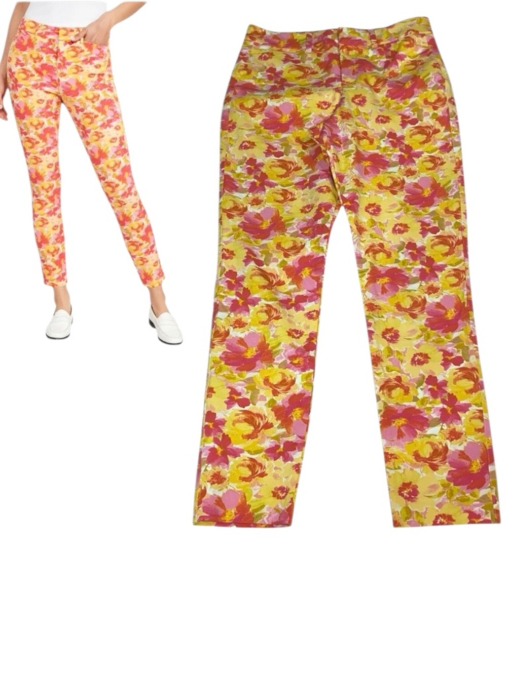 Old Navy (29x26.5) Pixie High‎ Rise Skinny Ankle Pink Floral Stretch Women’s 4